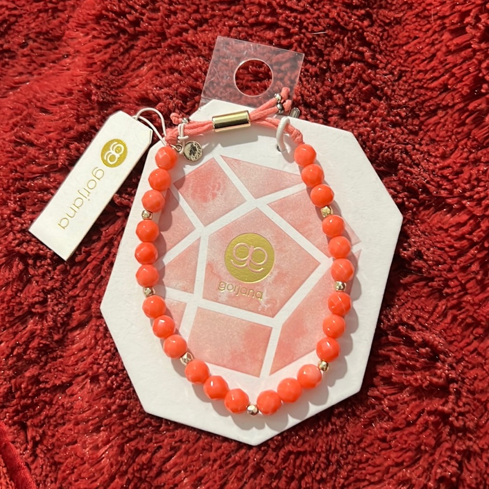 Gorjana pink coral and silver beaded bracelet